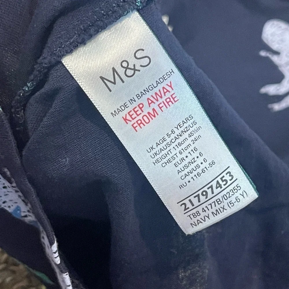 M&S dinosaur long sleeve pure cotton shirt